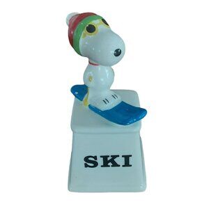 Vintage Snoopy Ski Ceramic Aviva Trophy Figurine